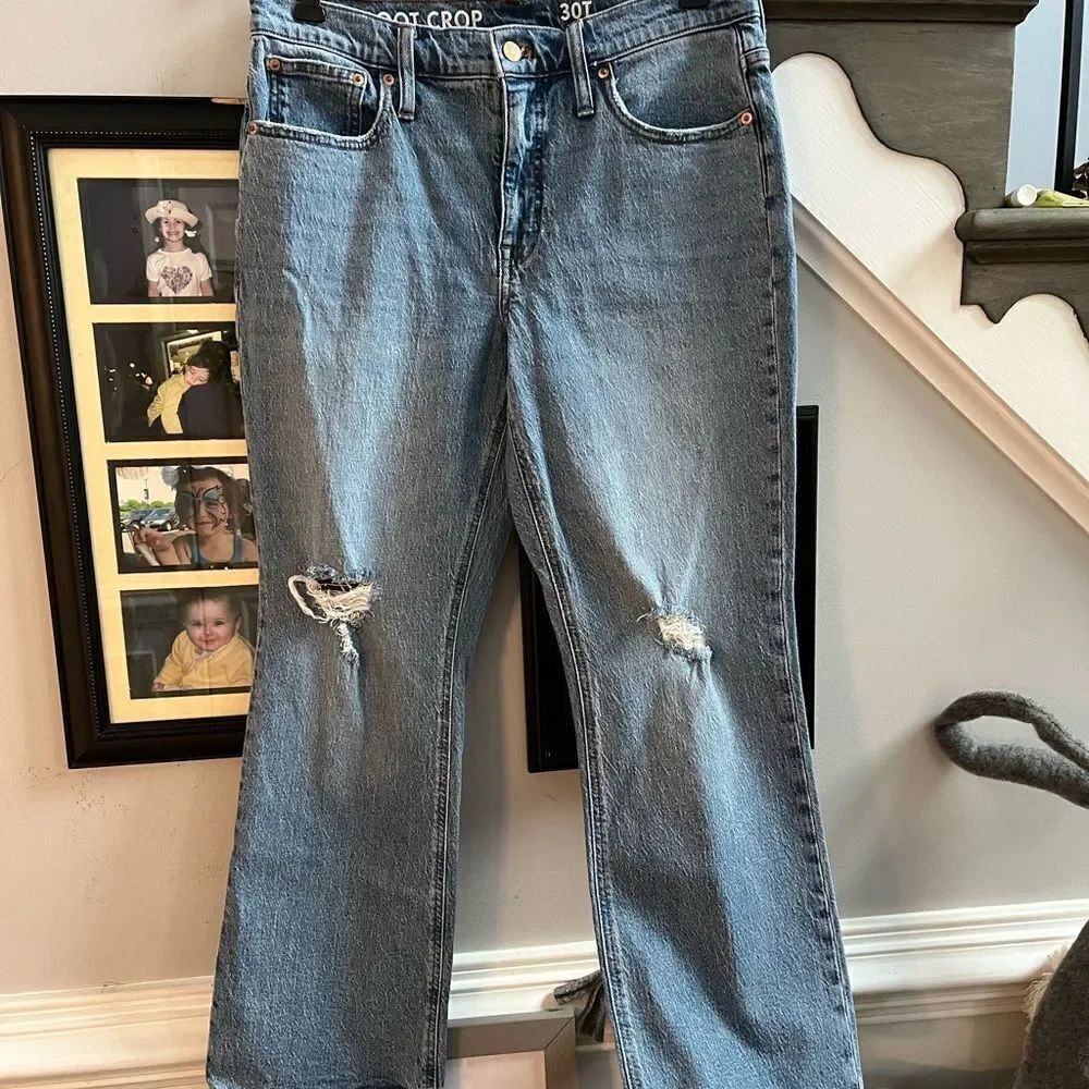 J. Crew Re-Imagined Distressed Demi Boot Crop Jeans sz 30 T EUC